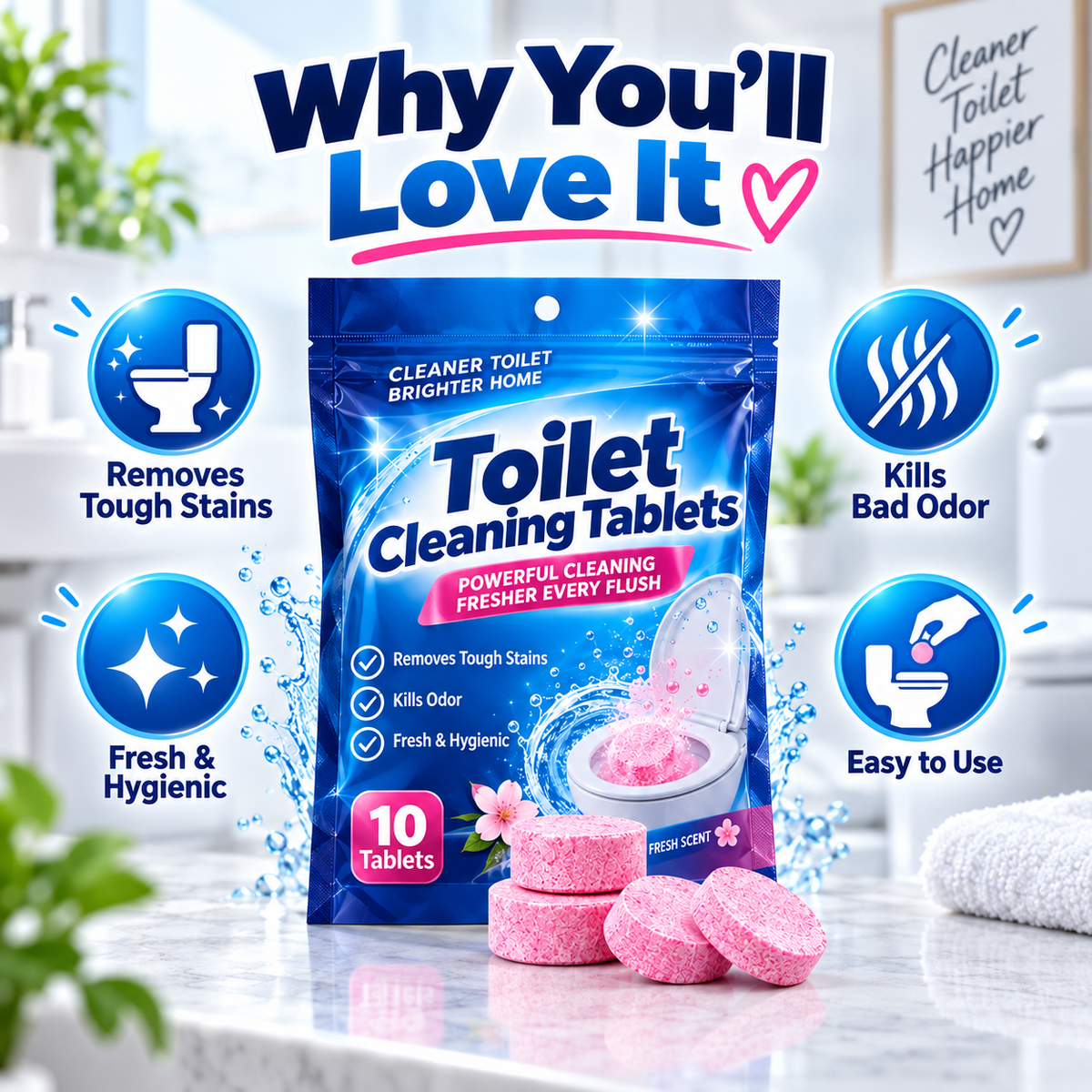Multi-purpose Drain & Toilet  Cleaning Tablets
