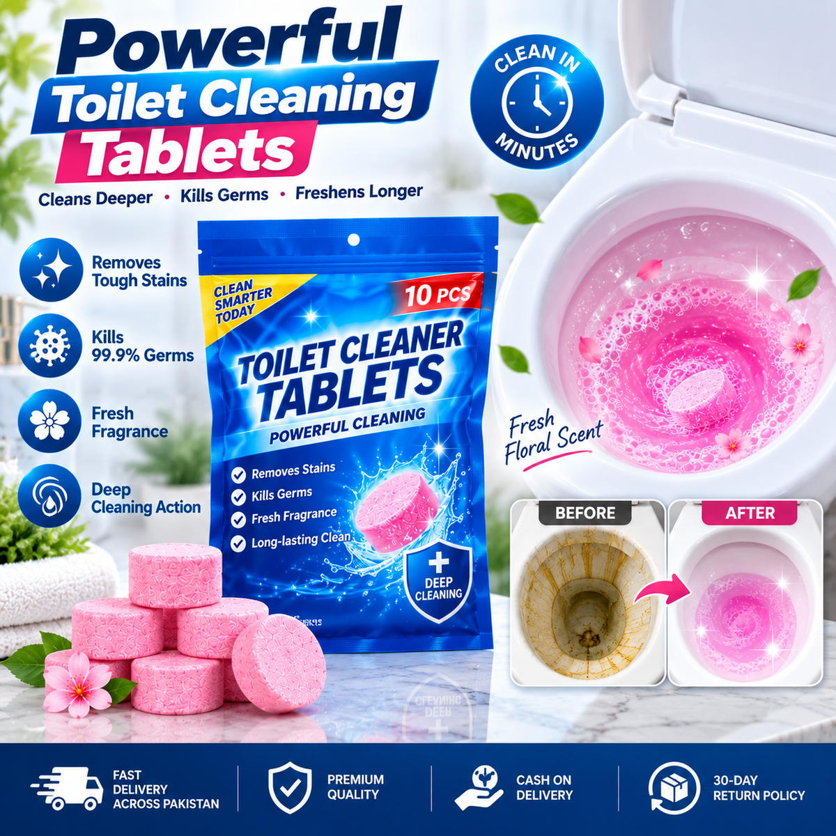Multi-purpose Drain & Toilet  Cleaning Tablets